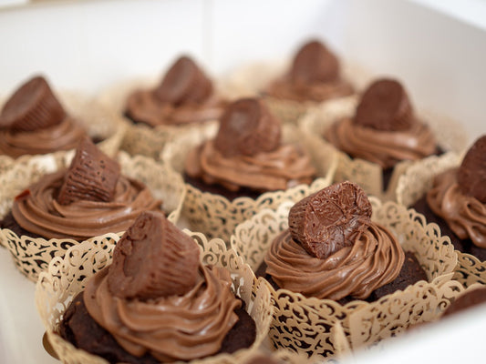 Party Series: Double Chocolate Chickpea Peanut Butter Cup Cupcakes - Beanie Bites
